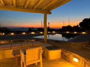 Villa Polinoi, pool view at night
