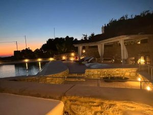 Villa Polinoi, pool view at night
